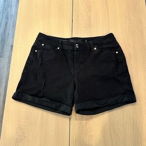 Jennifer Lopez Black Jean Shorts with Cuffed Hem